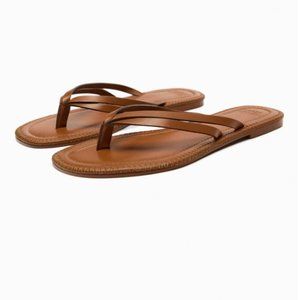 ZARA LOW-HEELED STRAPPY LEATHER SANDALS
